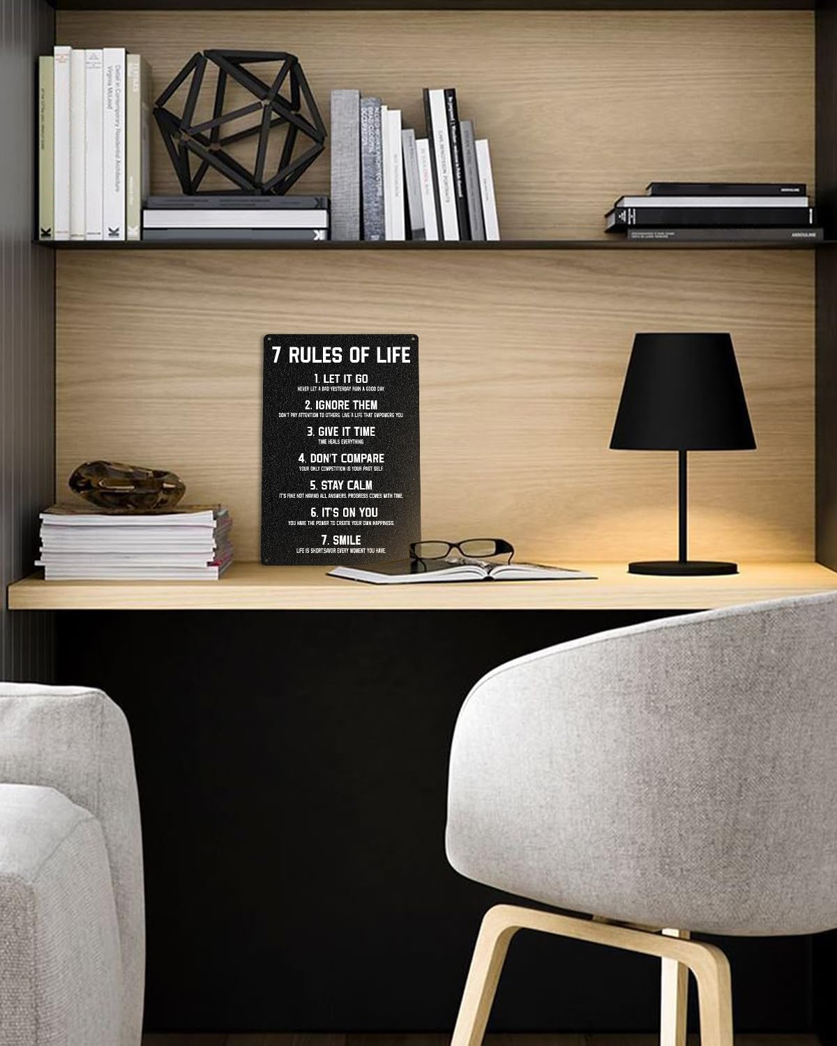 Inspirational Motivational Wall Decor for Teen Bedroom Office Girls Boys 7 Rules of Life Metal Sign 3