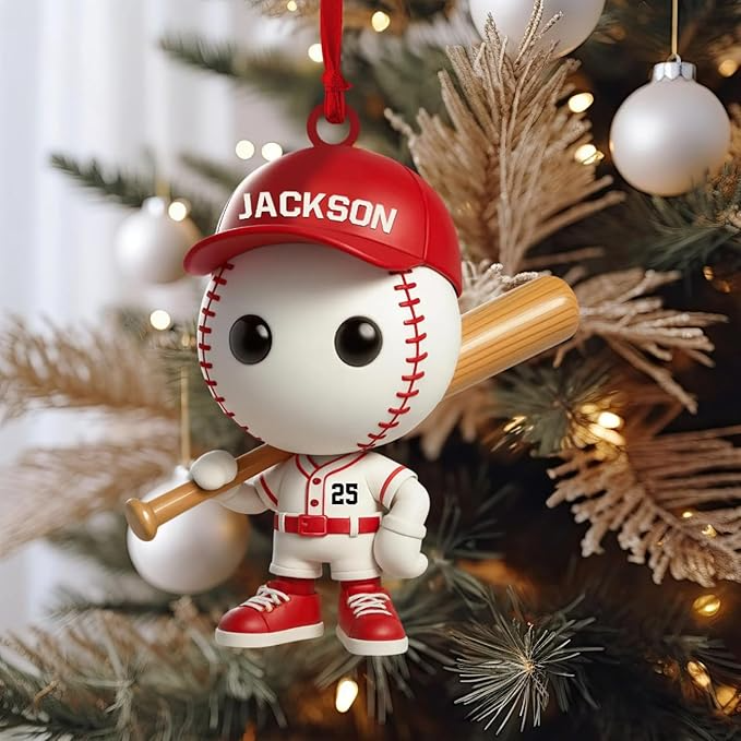 Engraved Baseball 2025 Personalized Player Jersey Custom Name and Number Christmas Decoration Sports Keepsake Gift Xmas Tree Décor Acrylic Ornament - OR39