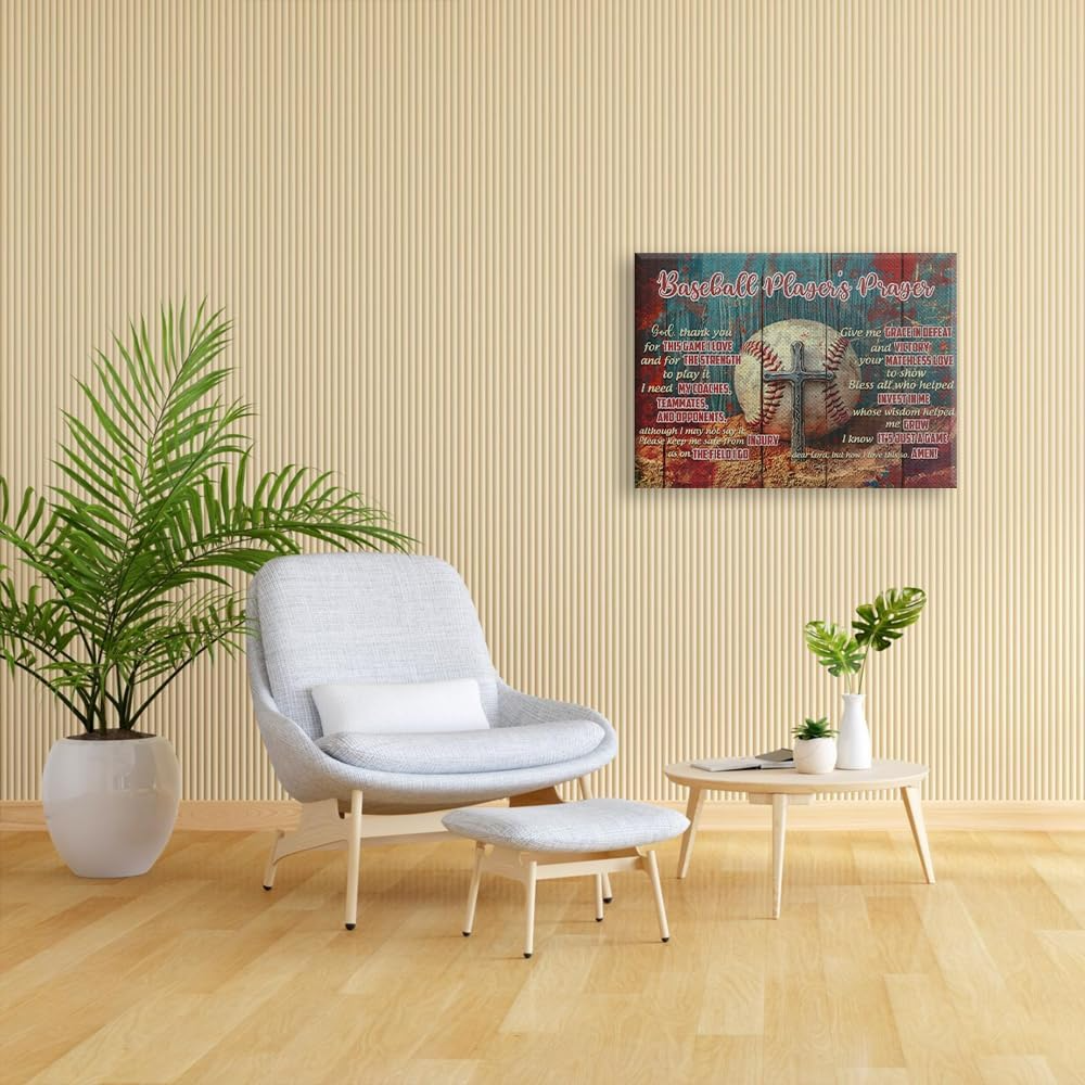 Baseball Player's Prayer Wall Decor Canvas Art Print Home Decor Pictures for Bedroom Living Room Bathroom Office Framed Ready to Hang Canvas 5