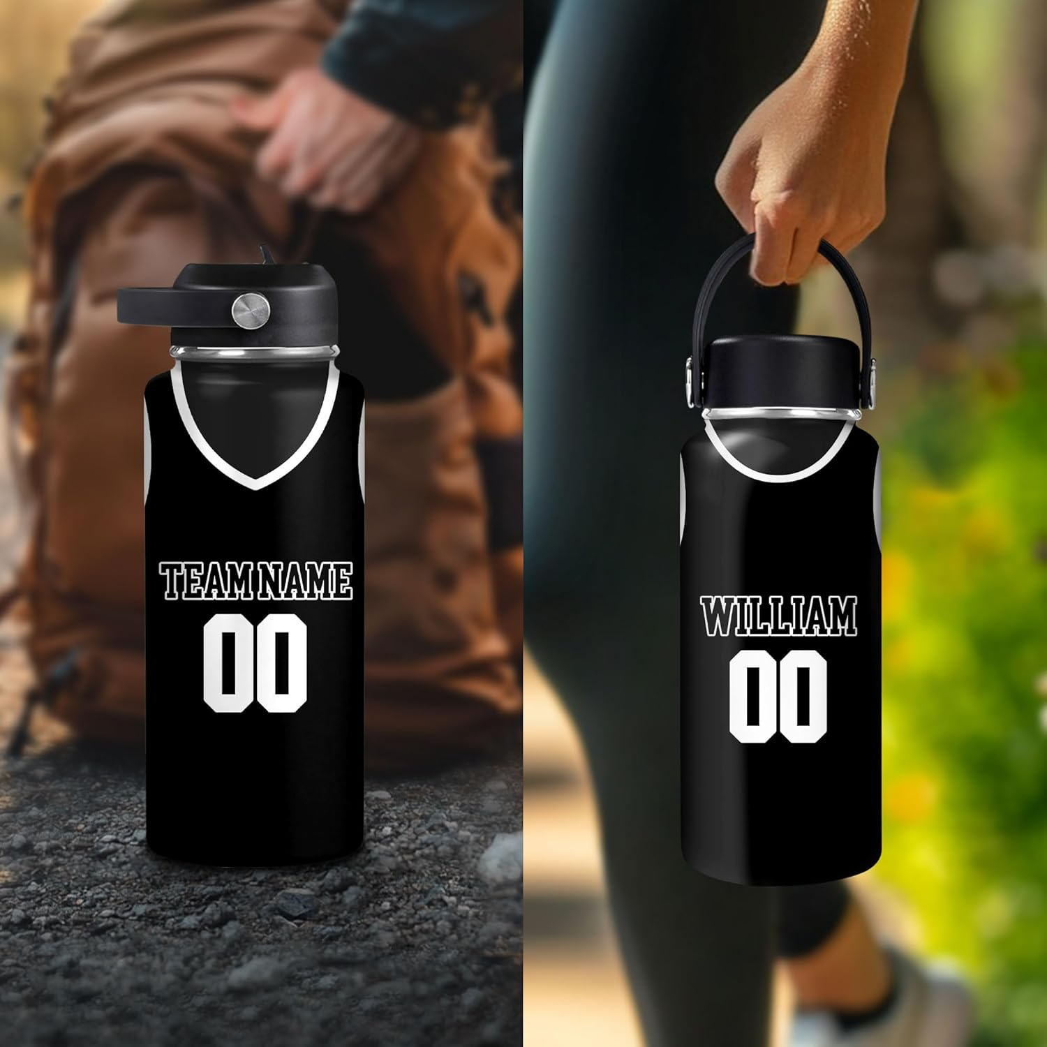 Personalized Basketball Water Bottle – Custom Name 32oz 40oz Stainless Steel Insulated Sports Bottle Gift for Men Boys Players Coaches Fans Birthday Christmas Water Bottle