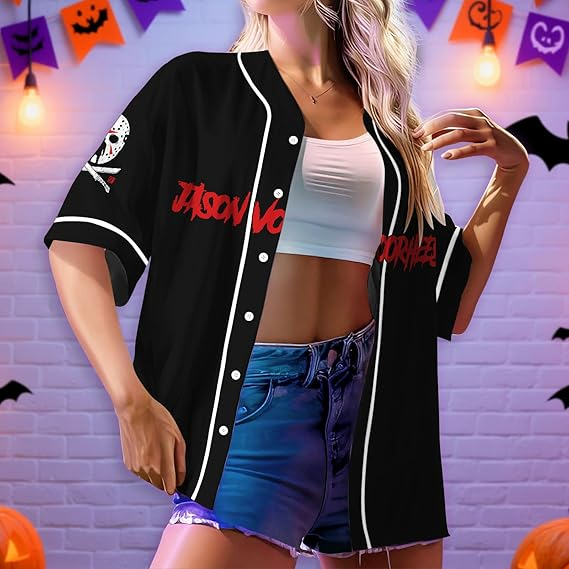 Horror Movie Shirts Short Sleeve, Halloween Baseball Shirt, Gifts for Horror Lover, Horror Baseball Jersey- JS33 4