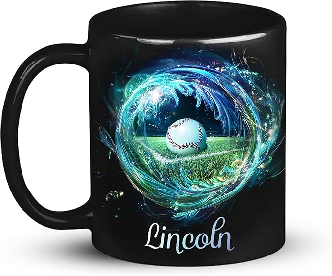 Customized Name Sports Baseball Coffee Mug 11oz 15oz, Custom Sports Lover Mug