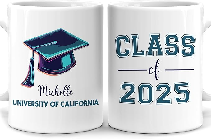 Personalized Graduation Gift For Her 2025 – Class Of 2025 Baseball Style Custom Name Ceramic Coffee Cup 11oz, Gift For Student, Senior, Back To School, Him or Her Mug