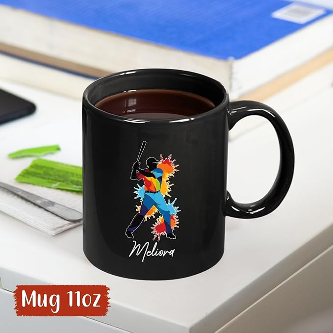 Baseball Coach Personalized Player Coffee Tea Cup with Name Athlete Gift Customized Sport Fan Black Ceramic Mug - MU04 3