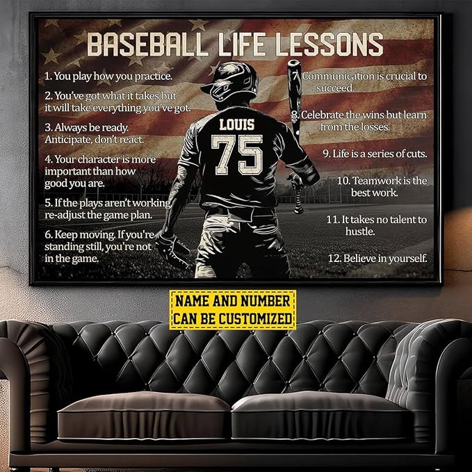 Personalized Baseball Canvas Life Lesson Canvas Wall Art Print 4
