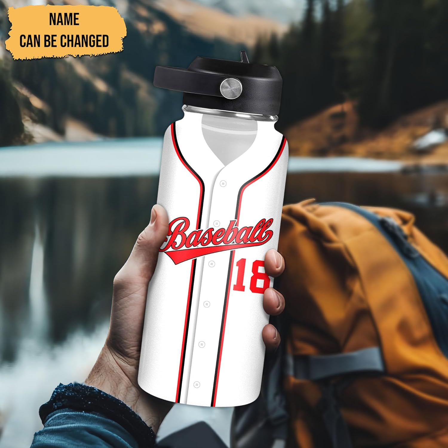 Personalized Baseball Water Bottle – Custom Name Insulated Stainless Steel Sports Bottle 32oz 40oz 3