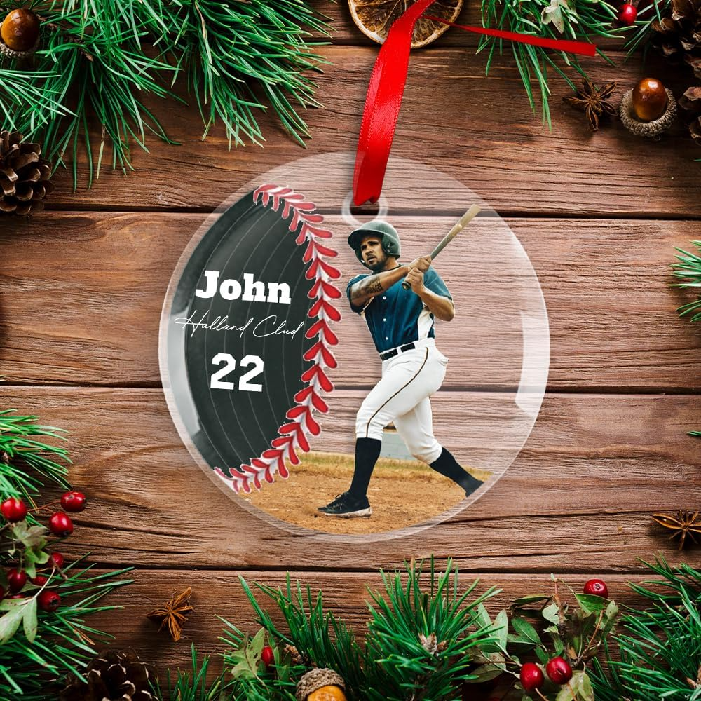 Personalized Baseball Player Glass Ornament, Baseball Coach Gifts, Sport Lover Decorations, Xmas Tree Hanging Ornament, Housewarming Keepsake Ornament 5