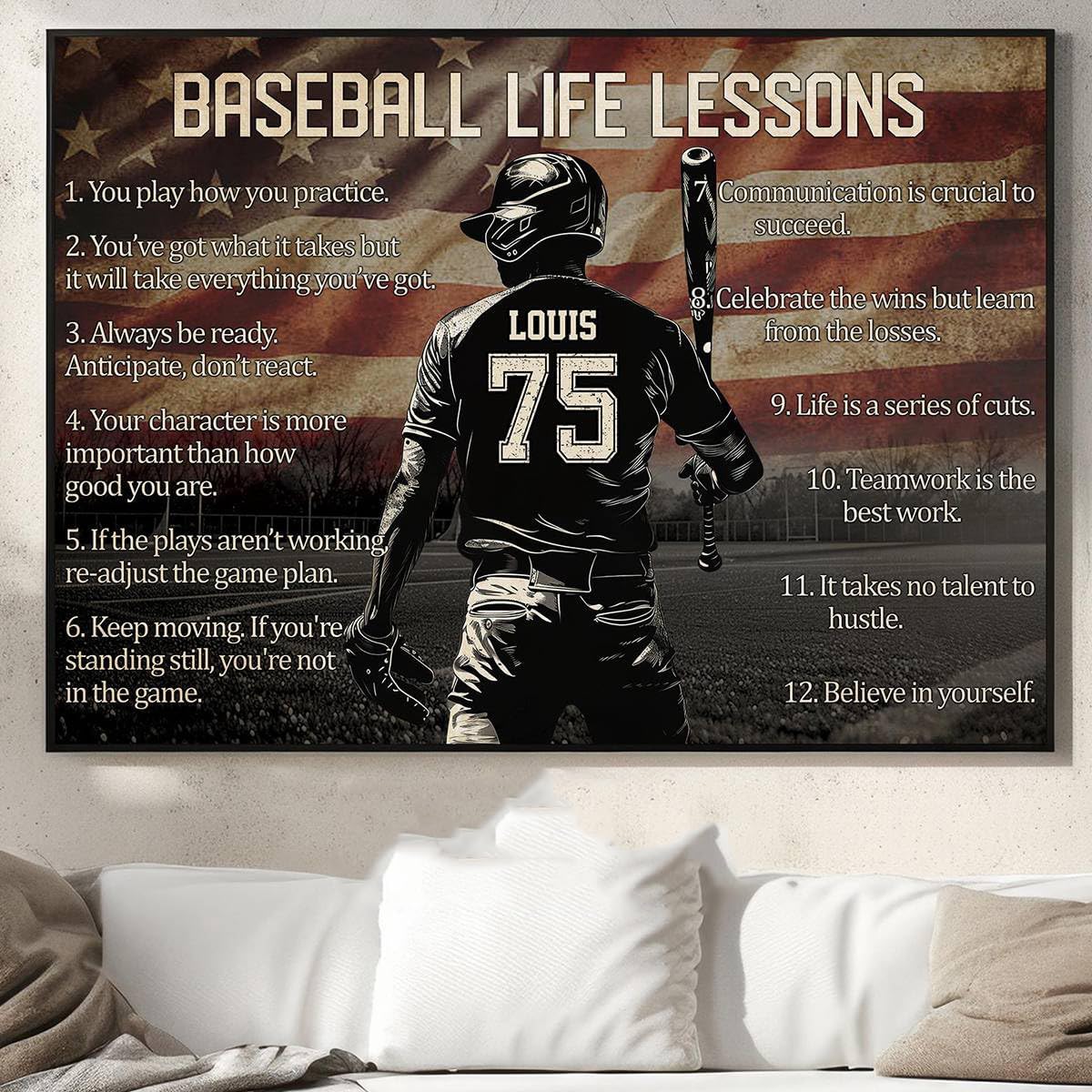 Personalized Baseball Canvas Life Lesson Canvas Wall Art Print
