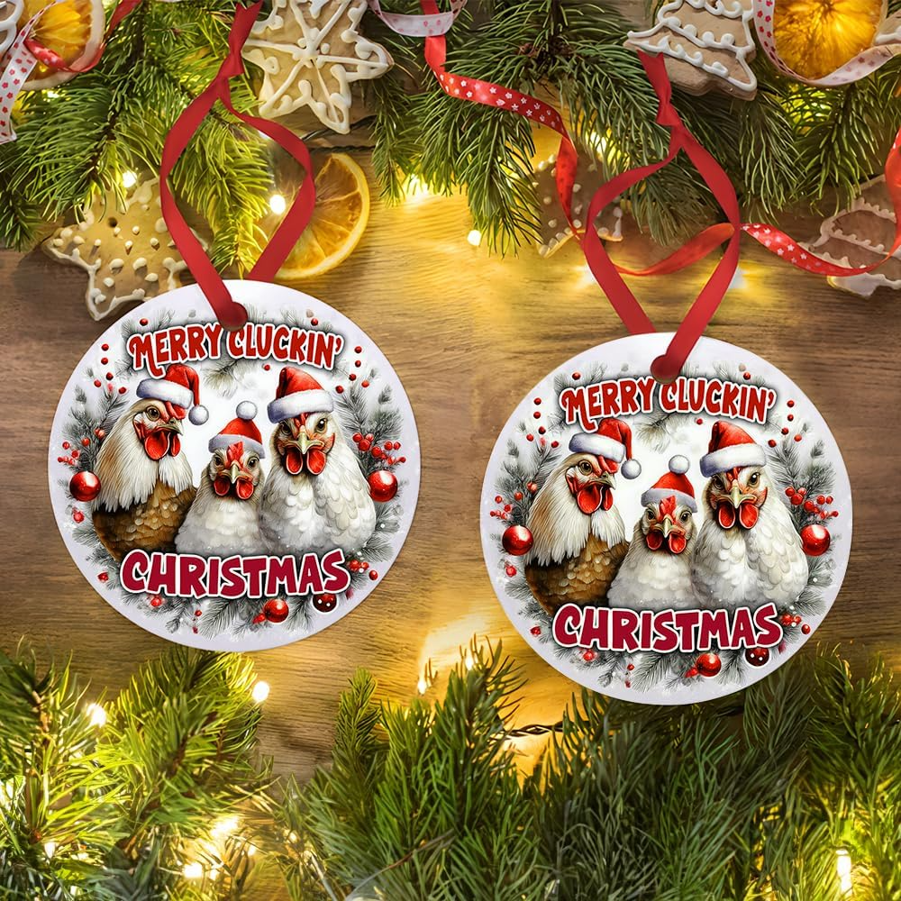 2025 Christmas Ornament Chicken Ornaments for Christmas Tree Rooster Ornament Decor Keepsake Gift for Chicken Lovers Farmhouse Acrylic Ornament - OR08
