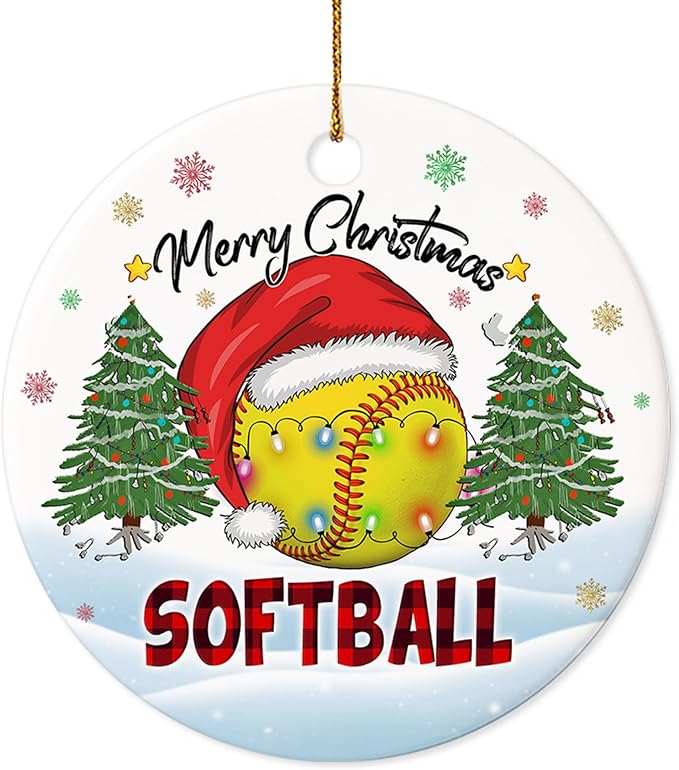 2025 Christmas Ornament Softball Merry Christmas Acrylic Ornament