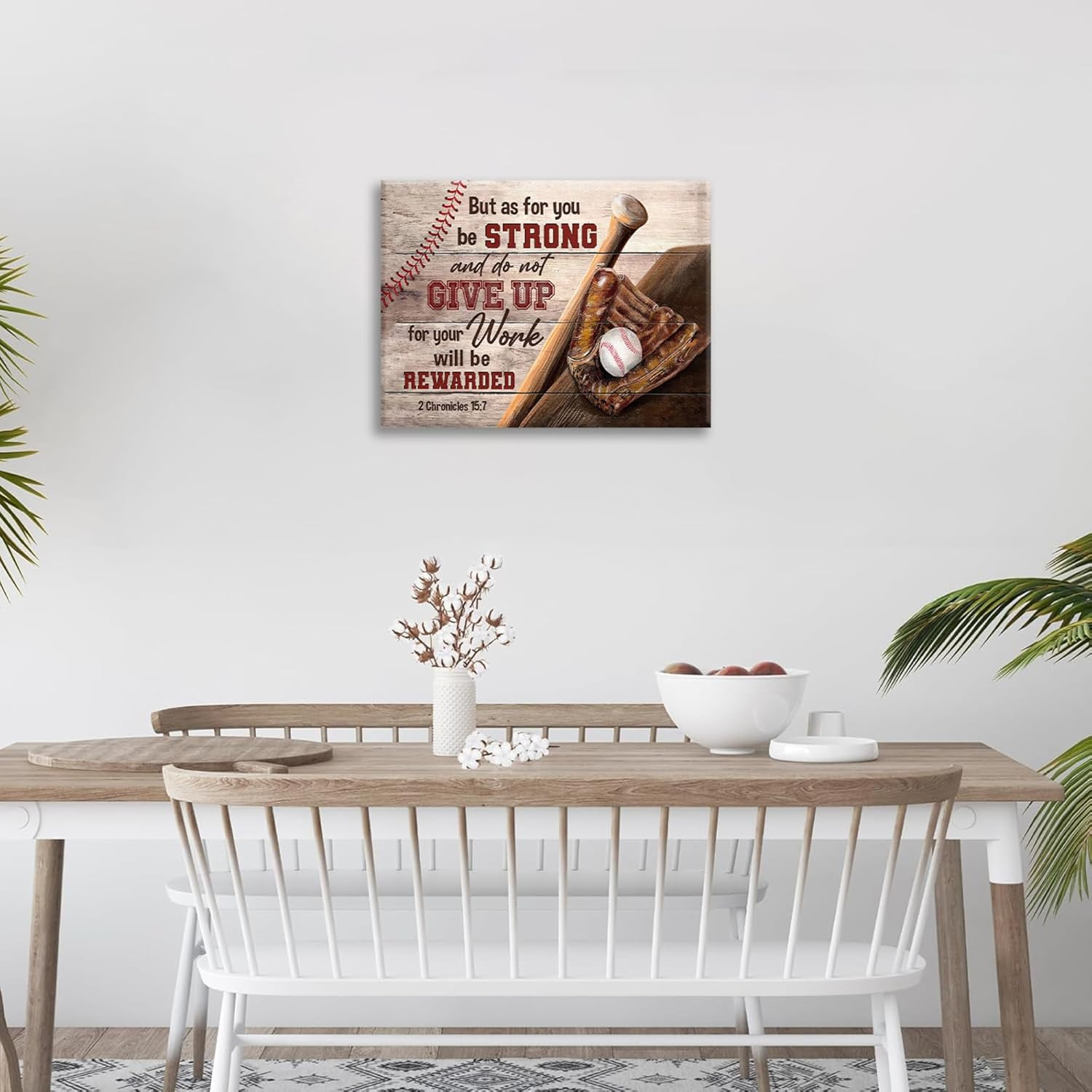 Christian Baseball Wall Art Scripture Sports Canvas Prints Inspirational Quotes Boys Room Decor Motivational Pictures Framed Baseball Artwork for Bedroom Playroom Classroom Gym Baseball Gifts Canvas 8