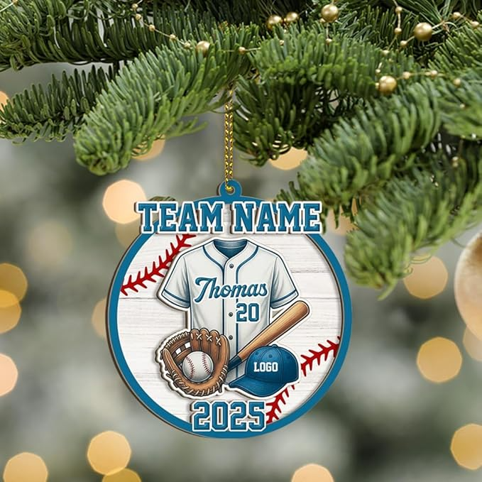 Personalized 2 Layered Custom Christmas Baseball 3D Engraved Hanging Decor Gift Acrylic Ornament - OR38 5