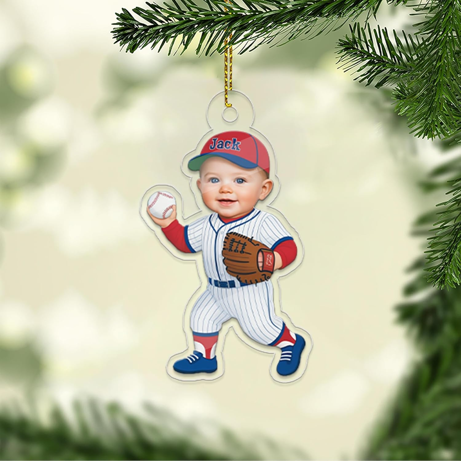 Custom Photo Baby Baseball Acrylic Ornament