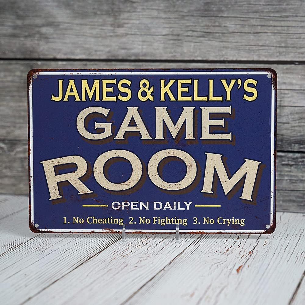 Personalized Game Room Decor Sign Custom Name Wall Sign Retro Arcade Video Gamer Art Poster Gaming Decoration Metal Sign