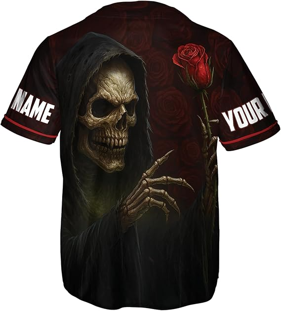 Personalized Horror Halloween Skull Baseball Unisex Shirt, Custom Name and Number, Personalized Team Jersey- JS32