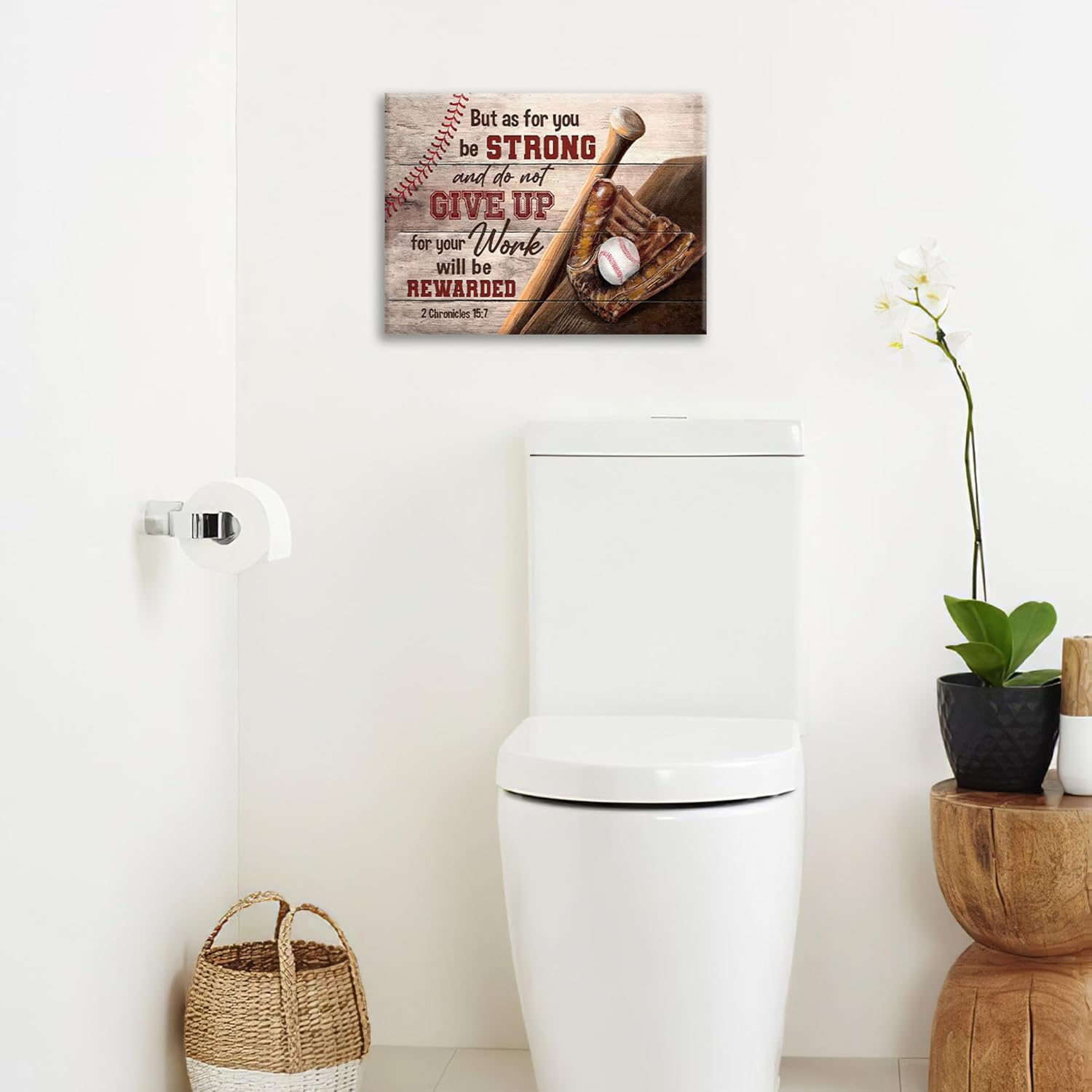 Christian Baseball Wall Art Scripture Sports Canvas Prints Inspirational Quotes Boys Room Decor Motivational Pictures Framed Baseball Artwork for Bedroom Playroom Classroom Gym Baseball Gifts Canvas 3