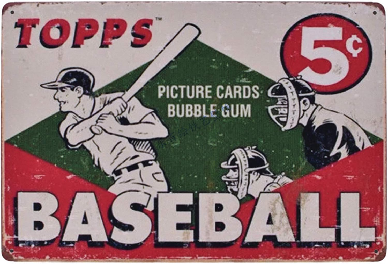 Topps Baseball Vintage Retro Tin Sign Home Bar Kitchen Farmhouse Wall Decor Gift Metal Sign