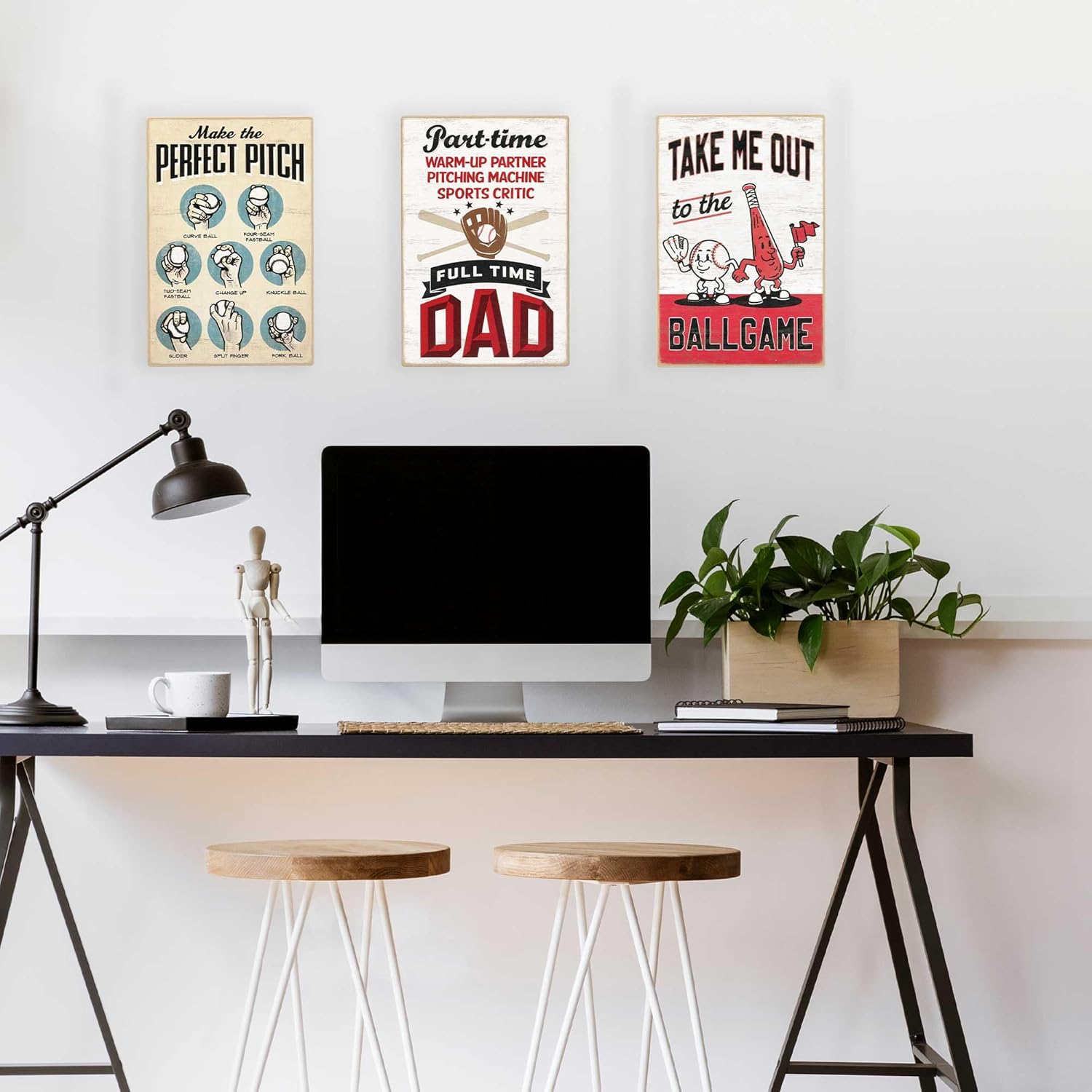 Full Time Baseball Dad Wall Decor Baseball Dad Sign for Home or Office Gift Metal Sign