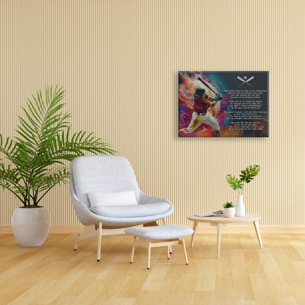 Baseball Prayer Bible Wall Decor Canvas Art Print Home Decor Pictures for Bedroom Living Room Bathroom Office Framed Ready to Hang Canvas 5