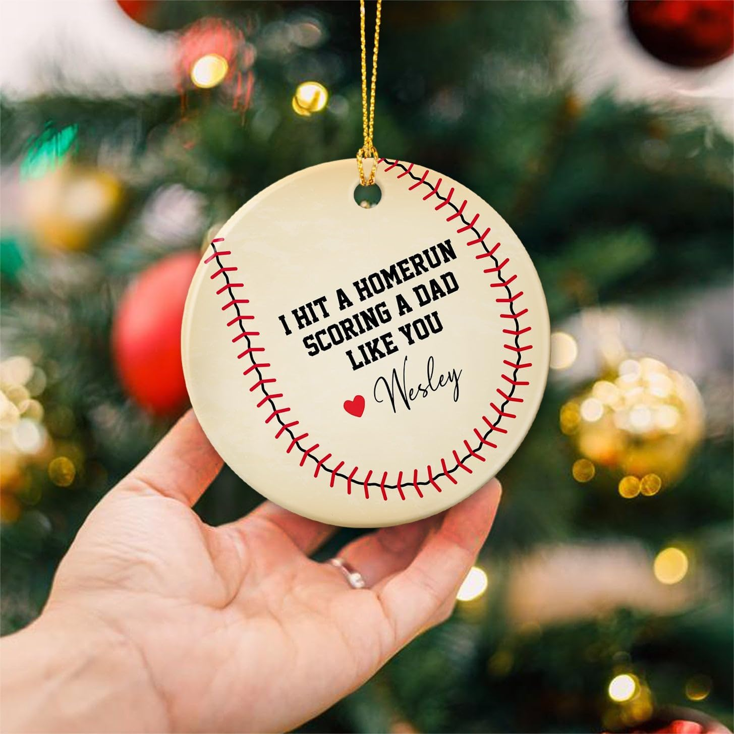 Father and Son Keepsake Gift I Hit A Homerun Scoring A Dad Like You Personalized Acrylic Ornament Baseball Dad Fathers Day Christmas Ornament 5
