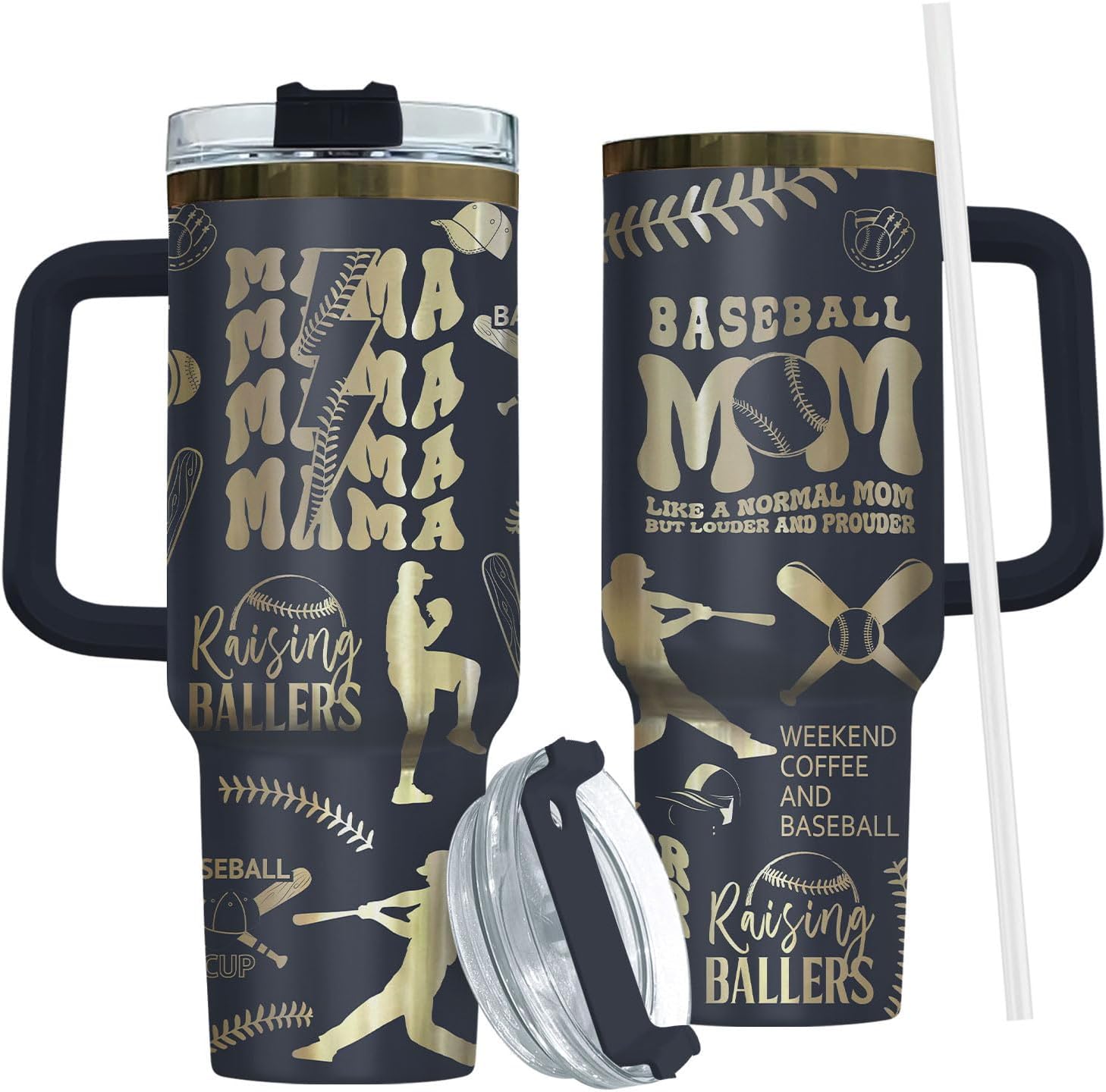 Baseball Mom Gifts for Birthday or Mother's Day, Baseball Mom Tumbler with Handle and Straw, Tumbler 40oz