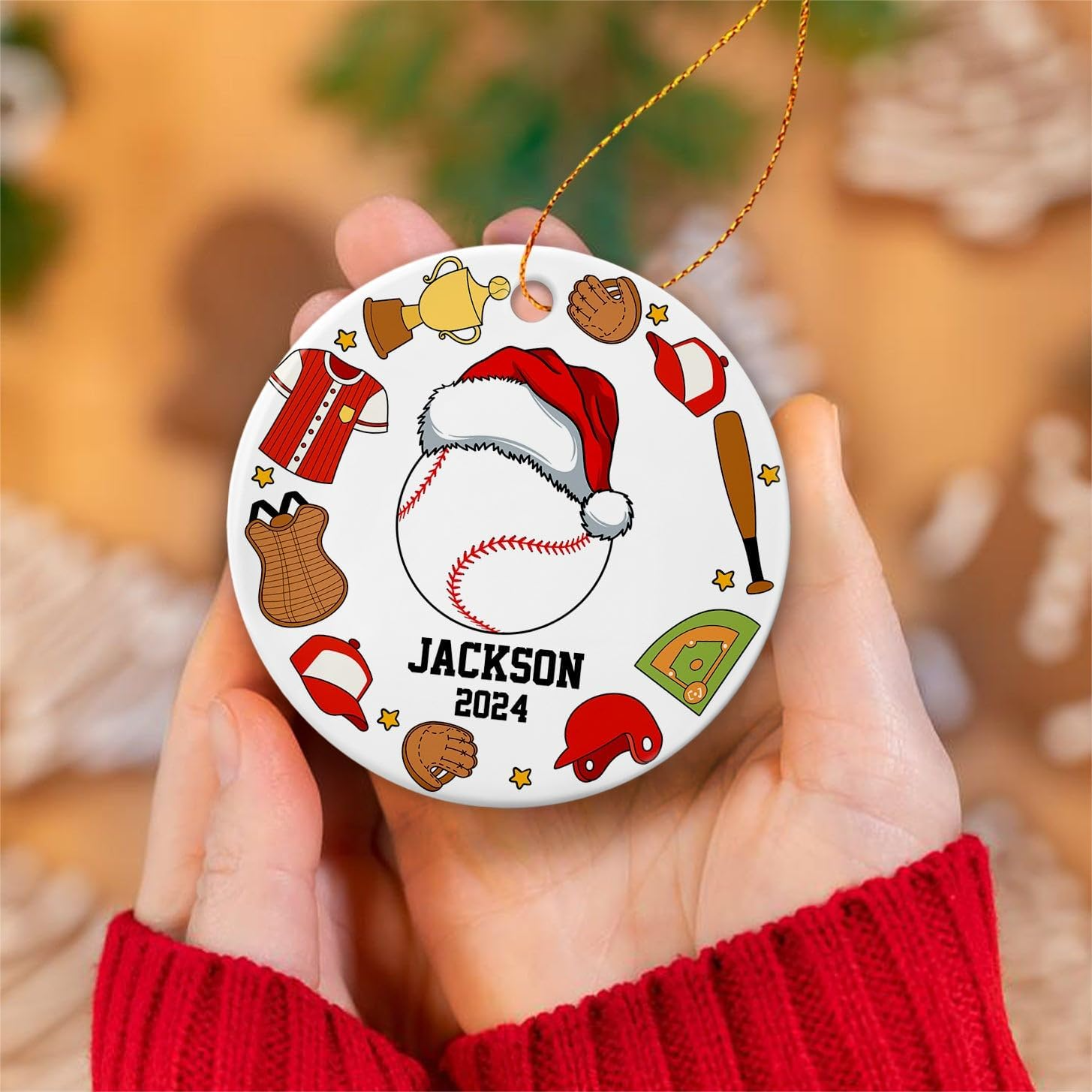 Custom Baseball Christmas Acrylic Ornament 2025 Santa Baseball Ornament Gift for Player Coach Baseball Lover Ornament 3