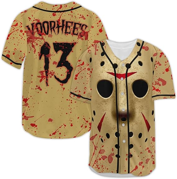Halloween Baseball Shirt, Horror Movie Short Sleeve Shirts, Gifts for Horror Lover, Horror Baseball Jersey- JS35