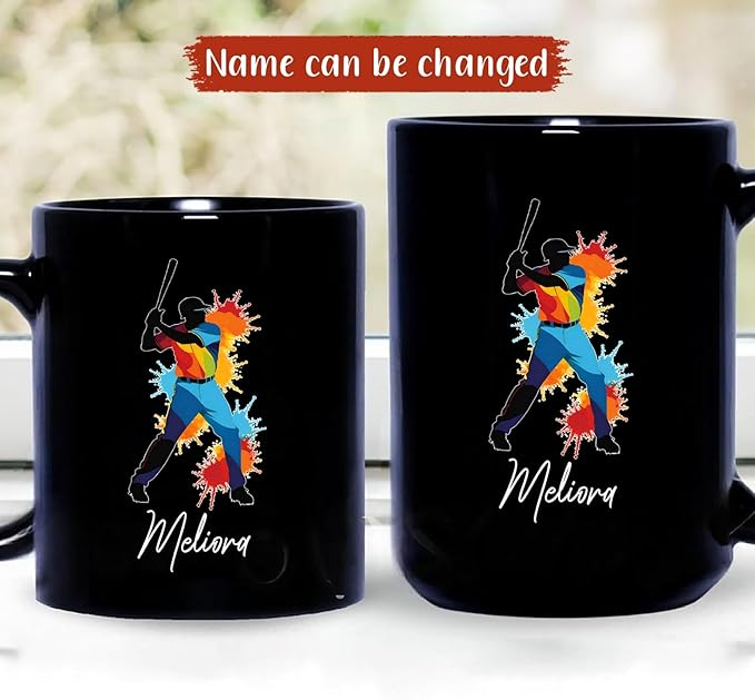 Baseball Coach Personalized Player Coffee Tea Cup with Name Athlete Gift Customized Sport Fan Black Ceramic Mug - MU04 5