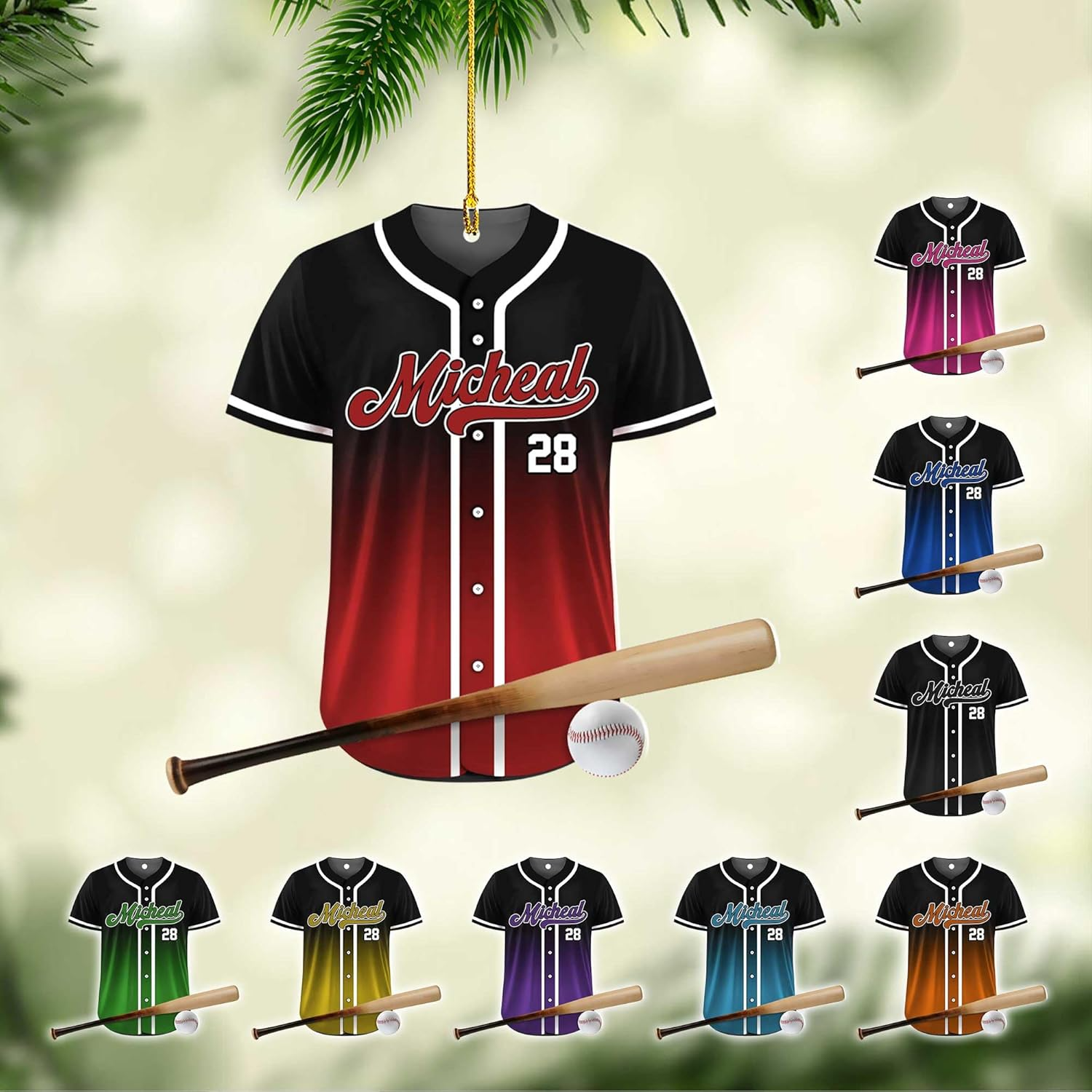 Personalized Baseball Ornament for Boy Custom Baseball Player Catcher Bag Mitt Glove Christmas Ornament 2025 Baseball Gift Ornament - OR21