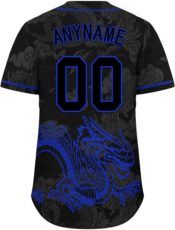 Custom Dragon Baseball Jersey for Men Women, Gothic Style Streetwear Shirt, Personalized Team Name and Number, Festival Costume Jersey- JS31 3