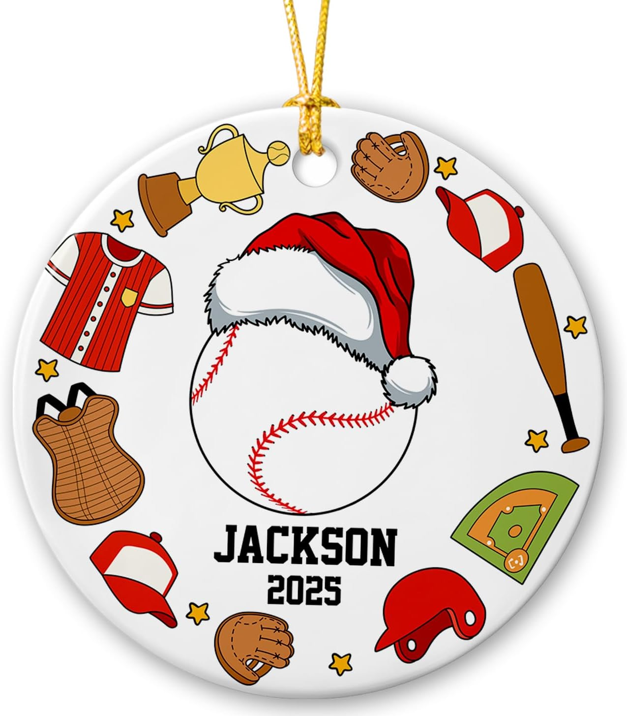 Custom Baseball Christmas Acrylic Ornament 2025 Santa Baseball Ornament Gift for Player Coach Baseball Lover Ornament