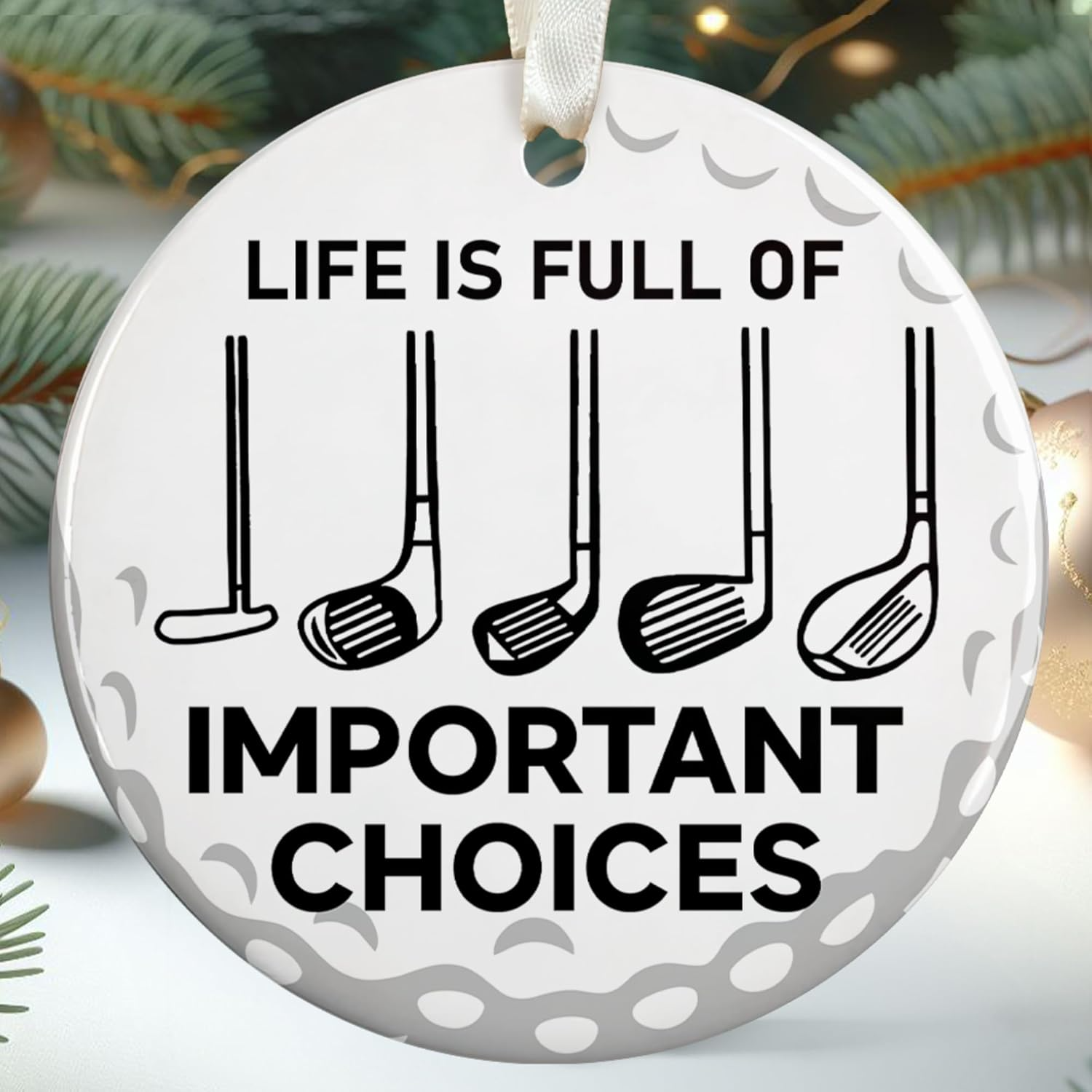Golf Christmas Ornament, Golf Ornament for Christmas Tree, Golfer Ornament, Ceramic Ornament Ornament