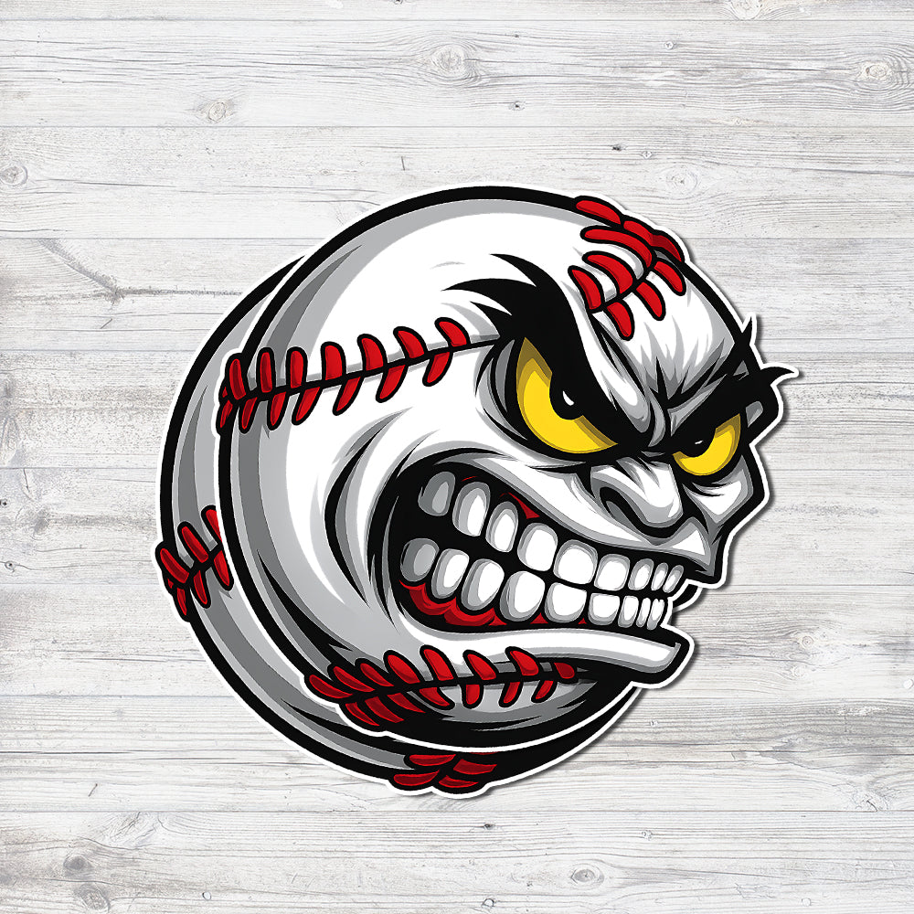Angry Baseball Face Decal - Custom Car, Truck, Laptop Sticker