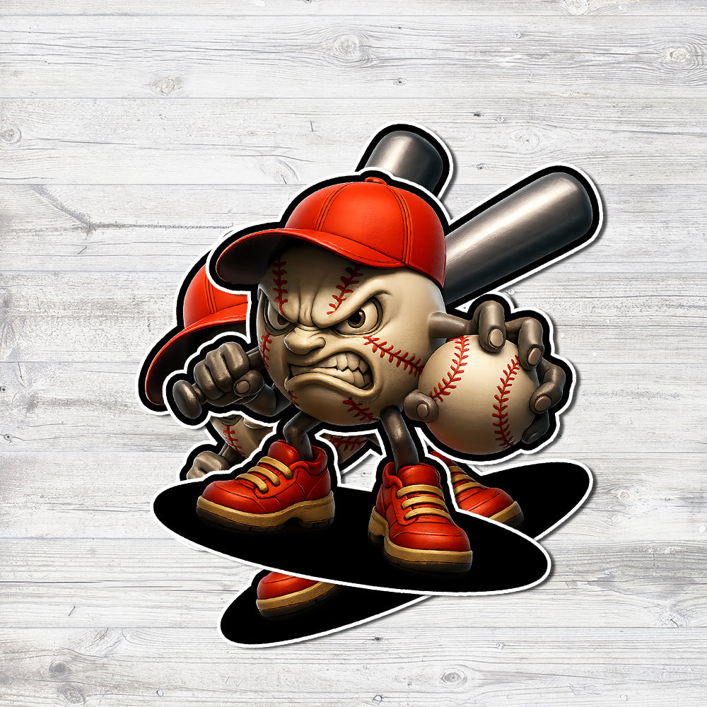 Baseball Mascot Ball Decal - Custom Sports Car, Laptop, Water Bottle Sticker 7