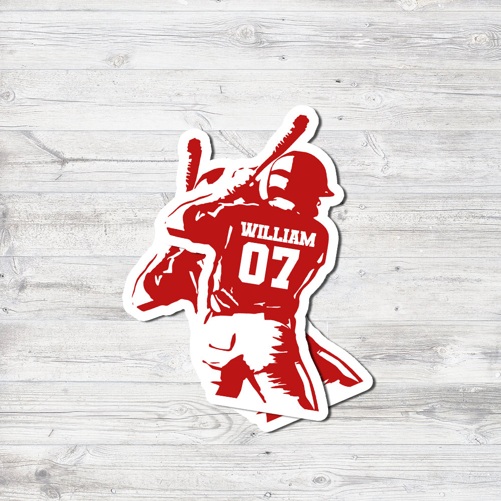 Custom Name Baseball Player Number – Personalized Sports Design, Waterproof Vinyl Sticker 7