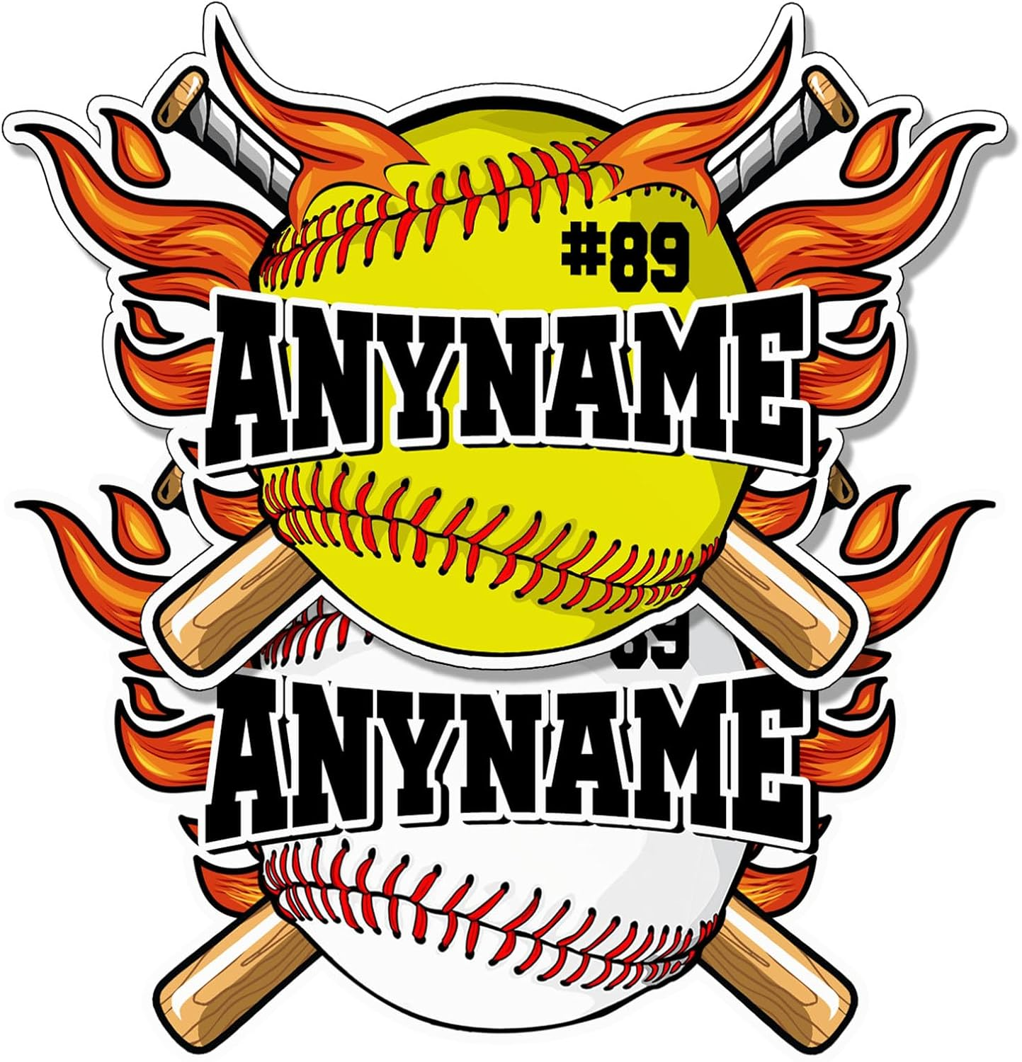 Custom Baseball Name Sticker, Personalized Softball Player Number Decal, Waterproof Vinyl for Water Bottle, Tumbler, Helmet, Car, Laptop, Phone, Gifts for Boys and Girls Sticker