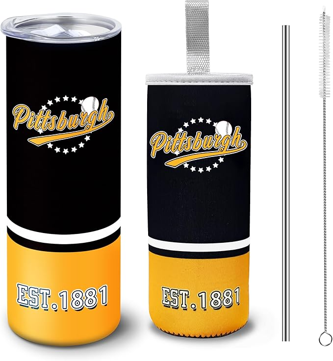 Tumbler 20Oz Straight Skinny Car Cup with Insulated Sleeve Portable Handle Sports Travel Stainless Steel Coffee Mug Classic Collection Gift for Fans Tumbler 20oz - TU15 4