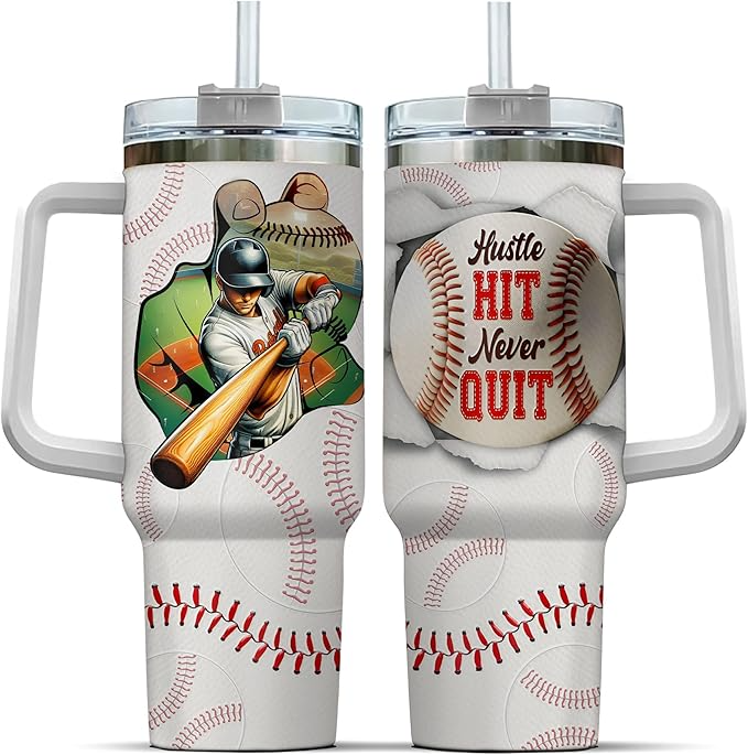 Simple Life Women Tumblers White Handle Modern Insulated Swig Cup Red Boys Men For Baseball Gifts Tumbler 40oz - TU01