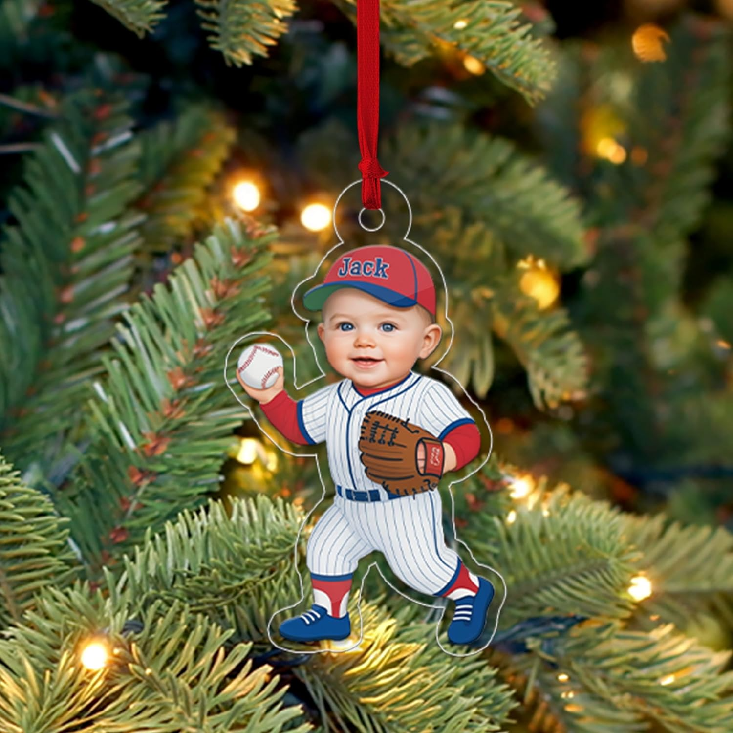 Custom Photo Baby Baseball Acrylic Ornament 3