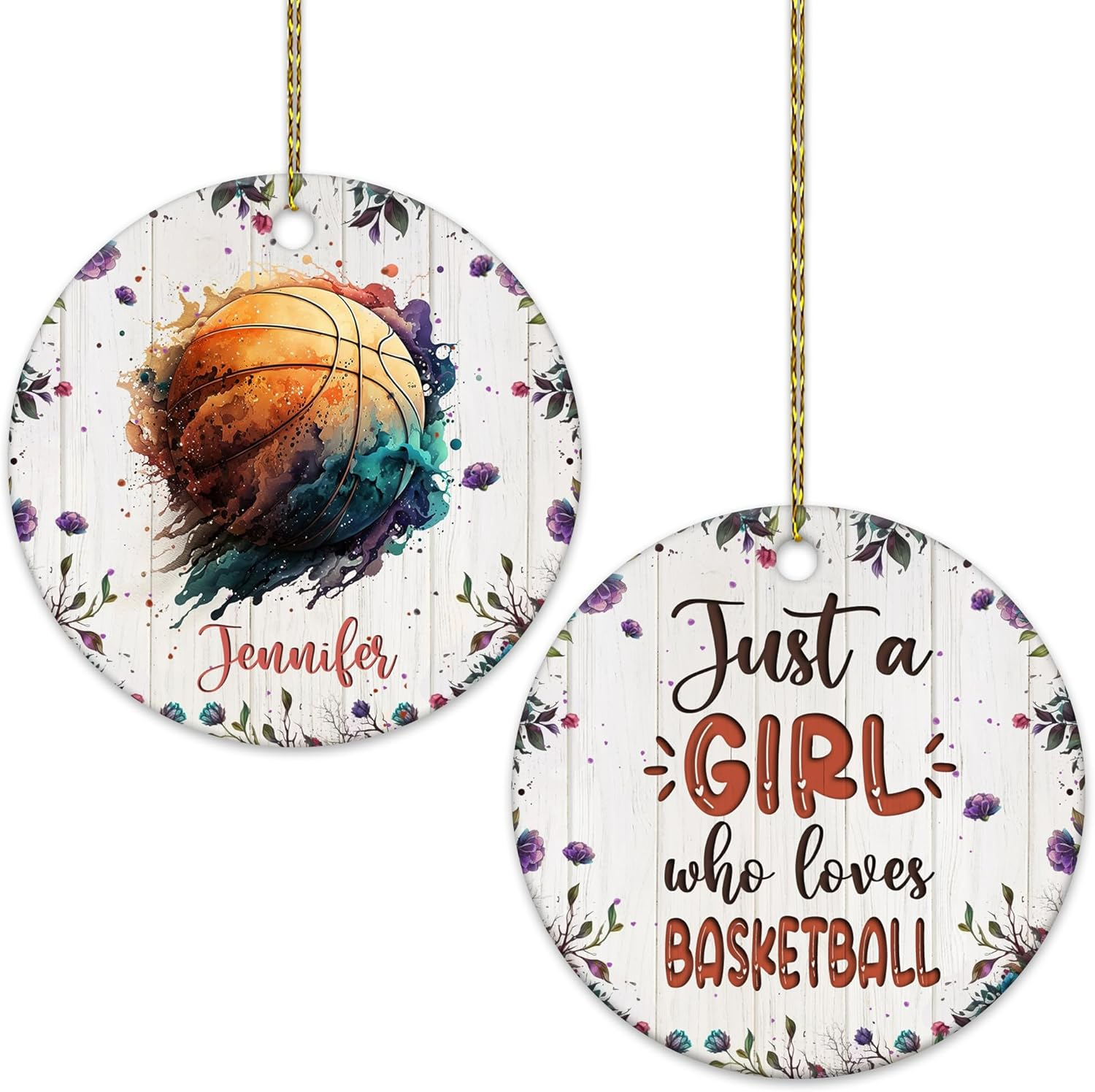 Personalized Christmas Ornament Gifts for Basketball Lover - Just A Girl Who Loves Basketball Custom Name Acrylic Ornament - Sports Gifts for Women, Xmas Tree Hanging Decoration Ornament 3