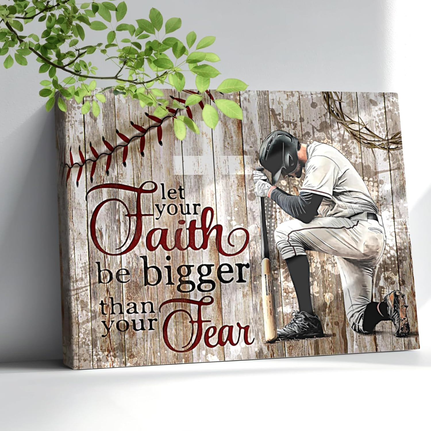 Luixdie Motivational Baseball Wall Art Boys Men Room Decor Inspirational Quotes Rustic Framed Posters Art Prints Artwork Pictures for Baseball Lovers Gym Home Farmhouse Bedroom Baseball Gifts Canvas