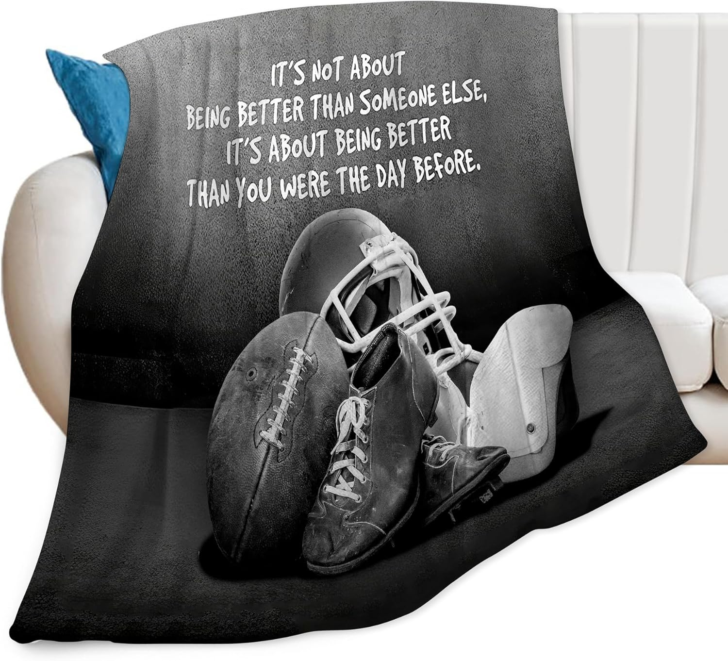 Sports Football Throw Blanket - Soft Warm Cozy Fleece for Boys Girls Men Women Kids Adults - Couch Sofa Bed Blanket