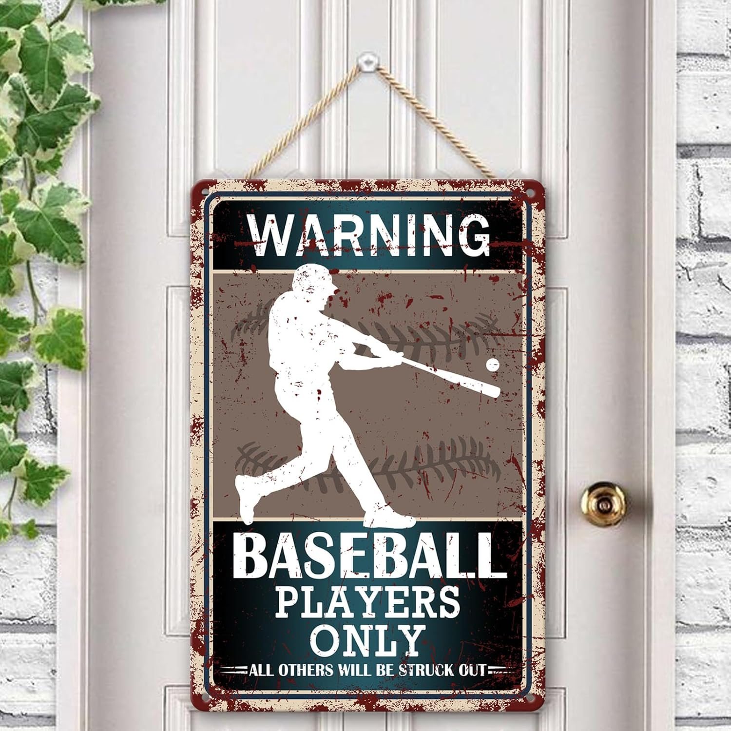 Warning Baseball Players Only Sign Baseball Decor Posters for Bedroom Boys Room Sports Wall Art Metal Sign 3