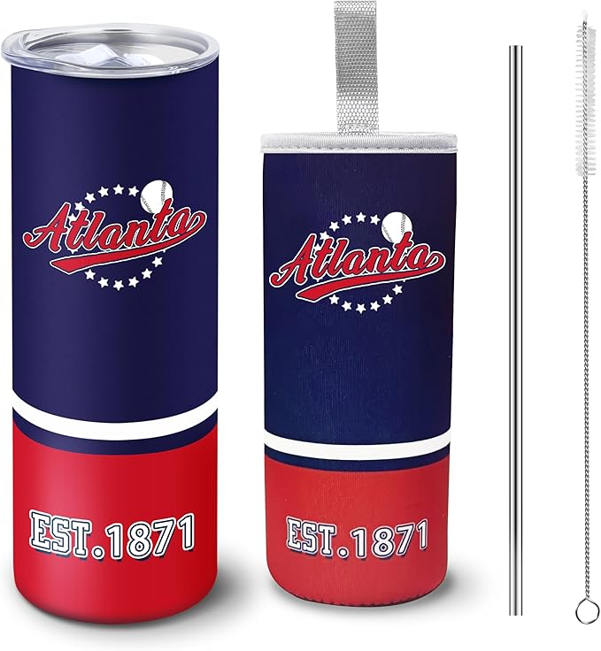 Tumbler 20Oz Straight Skinny Car Cup with Insulated Sleeve Portable Handle Sports Travel Stainless Steel Coffee Mug Classic Collection Gift for Fans Tumbler 20oz - TU15 8