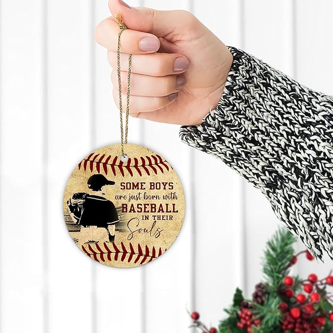 Some Boy With Baseball Tree Acrylic Ornament Baseball Christmas Gift For Kids