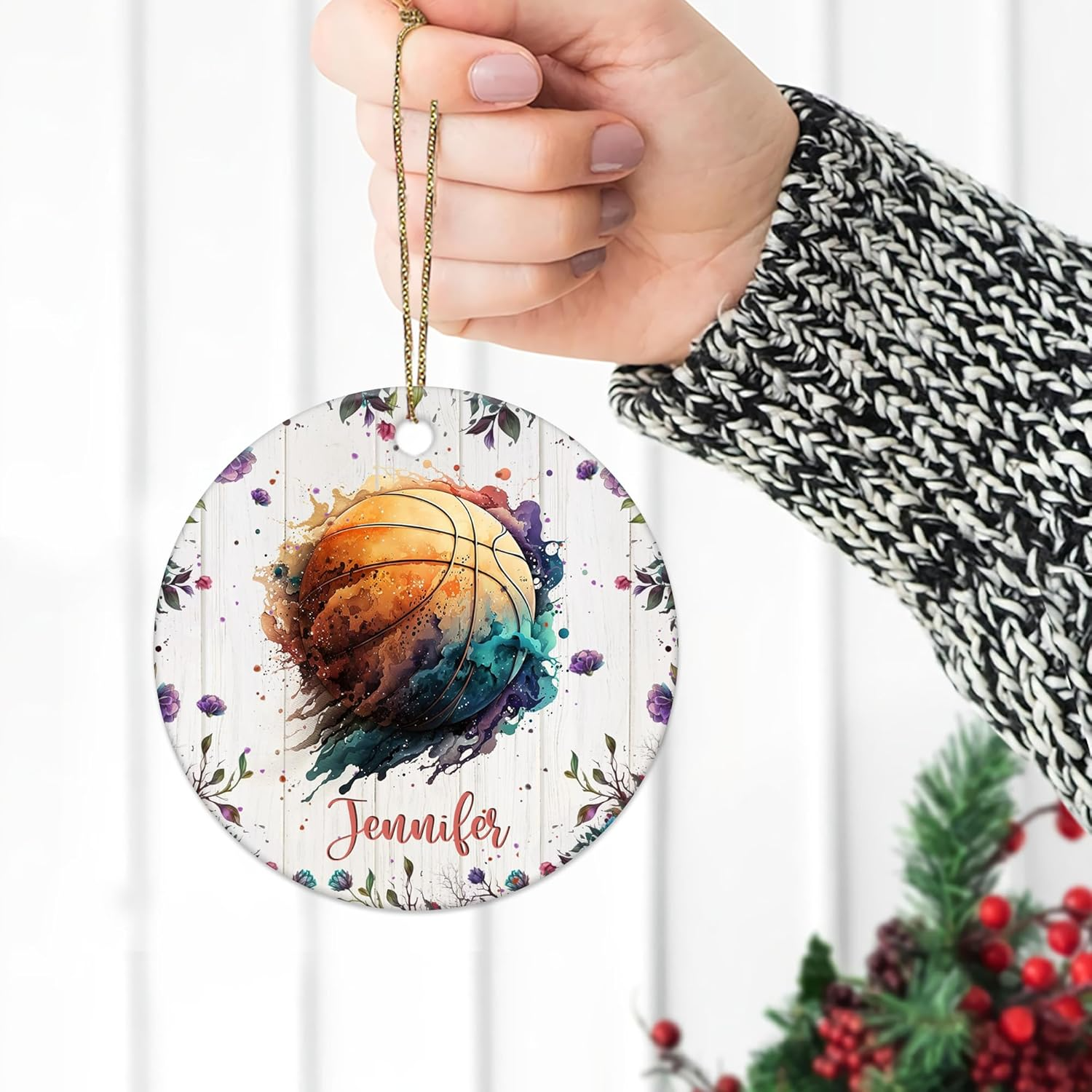Personalized Christmas Ornament Gifts for Basketball Lover - Just A Girl Who Loves Basketball Custom Name Acrylic Ornament - Sports Gifts for Women, Xmas Tree Hanging Decoration Ornament