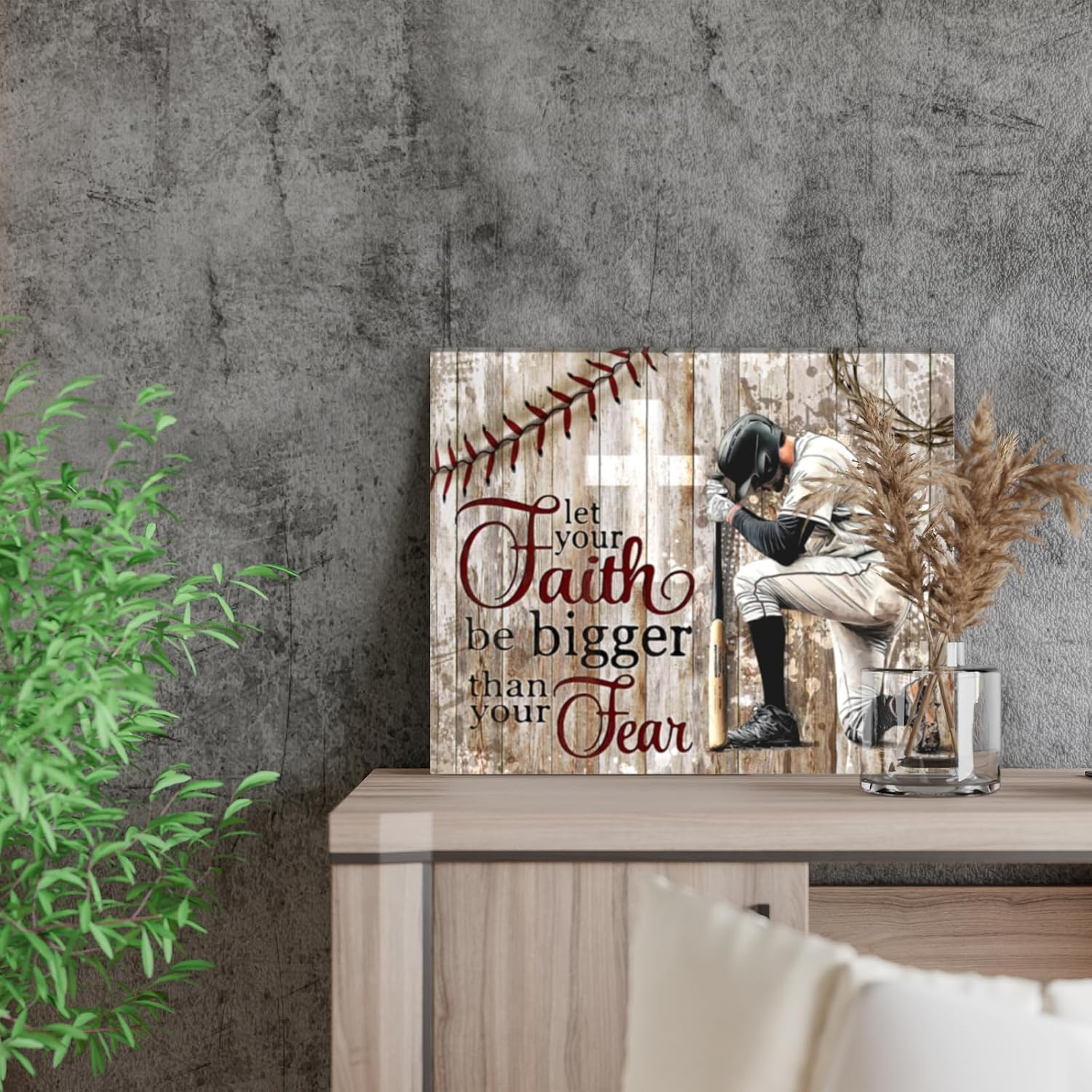Luixdie Motivational Baseball Wall Art Boys Men Room Decor Inspirational Quotes Rustic Framed Posters Art Prints Artwork Pictures for Baseball Lovers Gym Home Farmhouse Bedroom Baseball Gifts Canvas 4