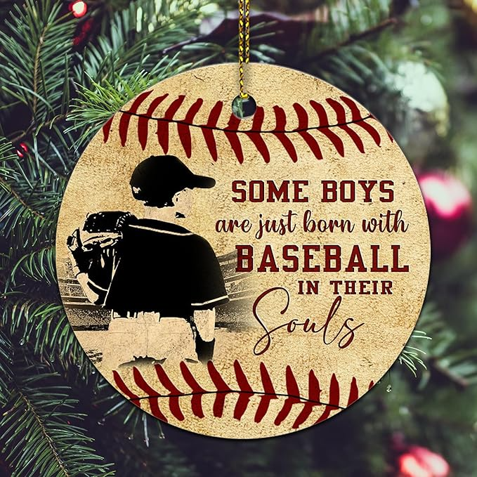 Some Boy With Baseball Tree Acrylic Ornament Baseball Christmas Gift For Kids 3