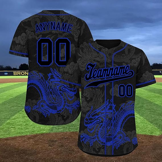 Custom Dragon Baseball Jersey for Men Women, Gothic Style Streetwear Shirt, Personalized Team Name and Number, Festival Costume Jersey- JS31