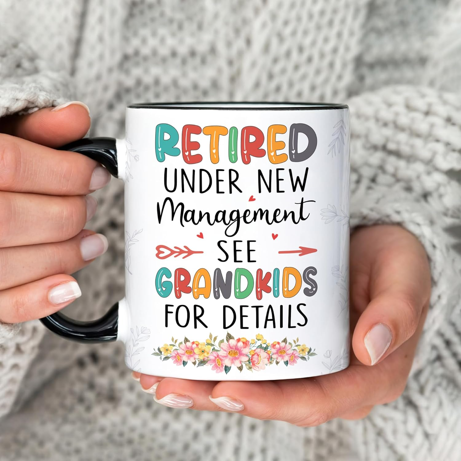 Funny Retirement Mug Gift for Grandma – Retired Under New Management See Grandkids for Details Coffee Cup 11oz – Retirement Gifts for Mom, Nana, Women, Grandma on Birthday, Christmas Mug 5